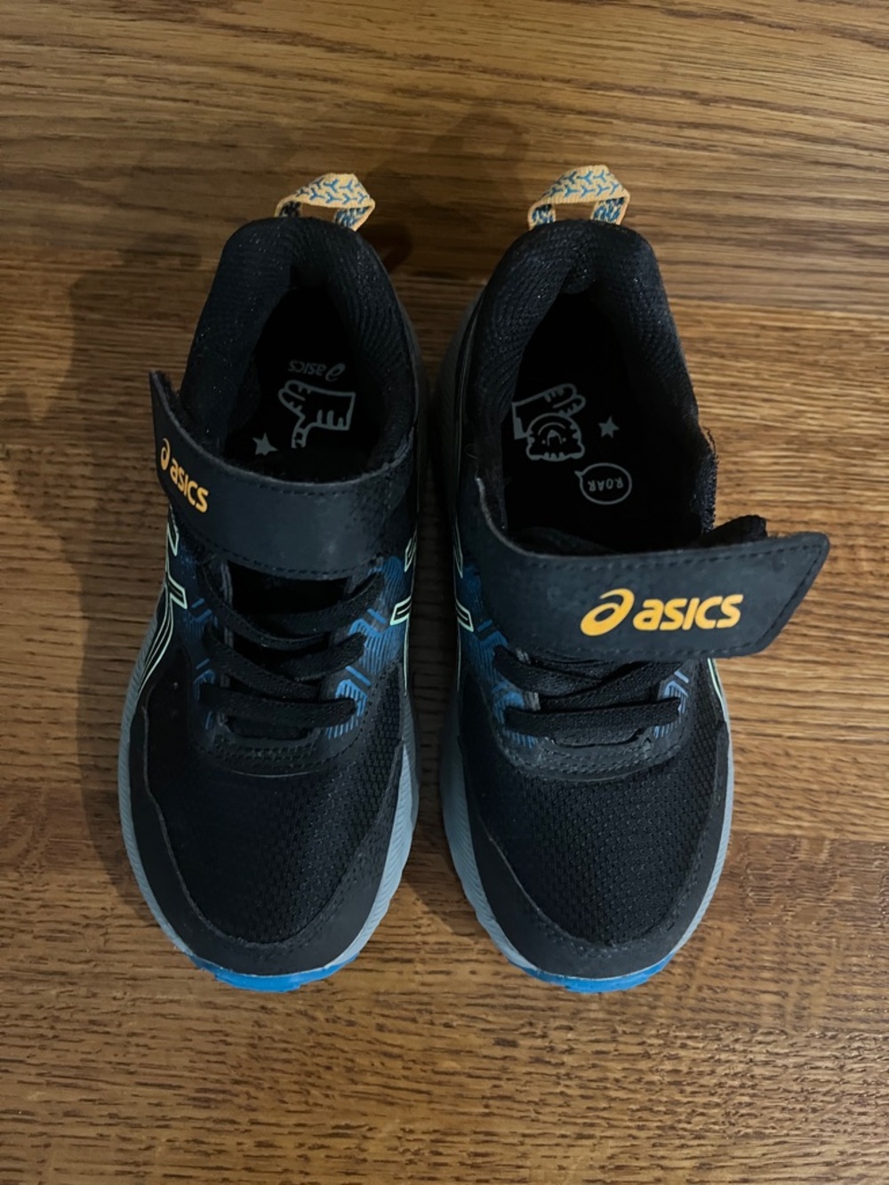 ASICS Black Sneakers with Blue and Yellow Accents - Kids
